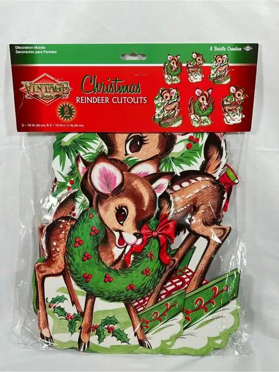 Beistle Vintage Style Christmas Reindeer Cutouts 6 Piece 10