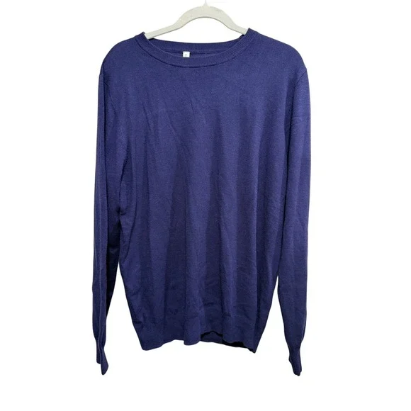 MLANM‎ Womens Navy Blue Crew Neck Long Sleeve Sweater Knit Top XL soft classic