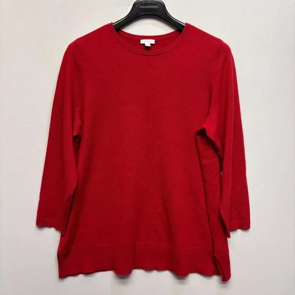 J Jill Women 100% Cashmere Sweater Size XL X-Large Petite Red C124 -17