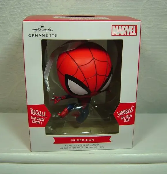 HALLMARK MARVEL SPIDERMAN BOBBLEHEAD ORNAMENT-WOBBLES ON YOUR TREE-WITH BOX