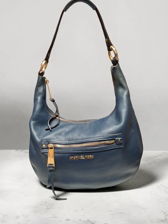 Michael Kors Rhea  Navy Leather Hobo Shoulder Bag