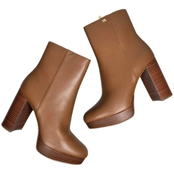 Michael Kors‎ Joanna Faux Leather Platform Boot Bootie Luggage 10M NIB