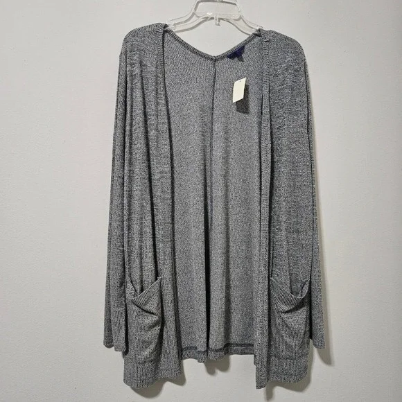 Aeropostale Womens XL Grey Marl Open Front Ribbed Knit Cardigan Sweater NWT 5059