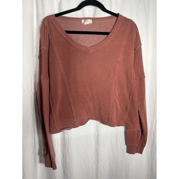 Altar'd State Pink/ Rose Sweater V Neck‎ Oversized Extra Soft Size M MM4