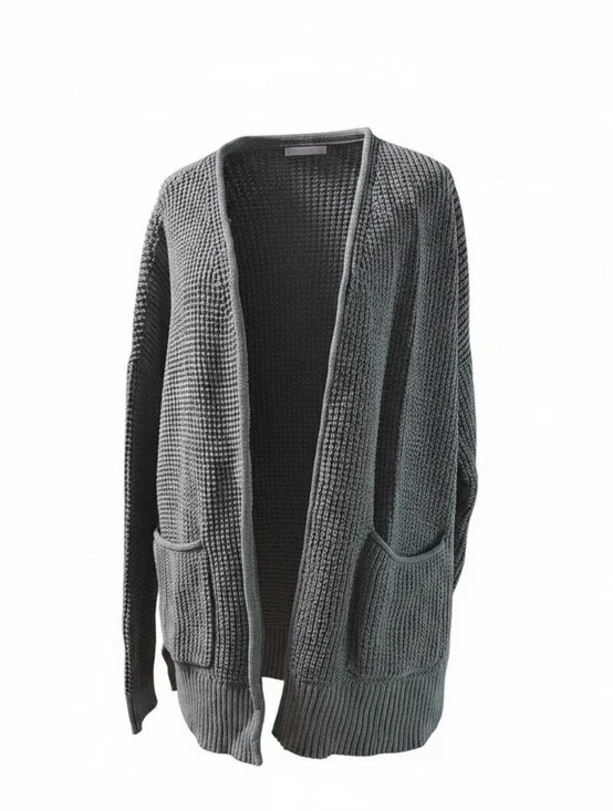Universal Thread Green Grandmacore Waffle Knit Open Cardigan L 100% Cotton