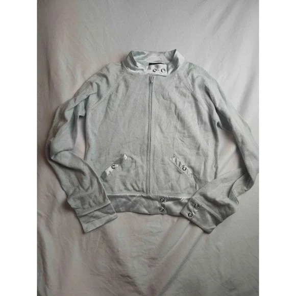 Bebe Cardigan Sweater Womens M Gray Silk Cashmere Blend Knit Full Zip‎ Pockets