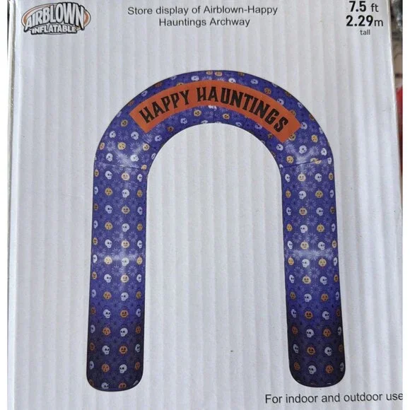 🎃 GEMMY HAPPY HAUNTINGS 7.5 FT HALLOWEEN AIRBLOWN ARCHWAY! 👻 PARTY PROP!