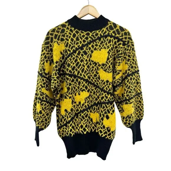 Vintage Gil Aimbez For Neiman Marcus Women's Wool Blend Artsy Boho Funky Sweater