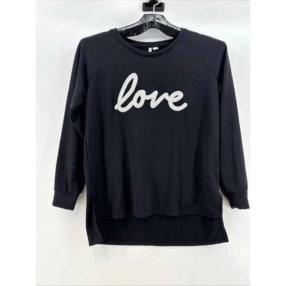 CATO WOMENS LIGHTWEIGHT CREWNECK PULL OVER SWEATSHIRT Black SIZE MEDIUM M 