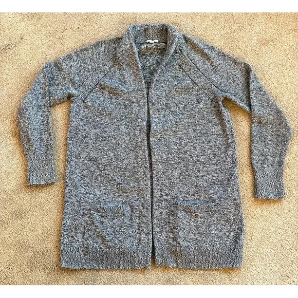 GAP Women Marled‎ Knit Open Front Cardigan Sweater Large Pockets Long Soft EUC