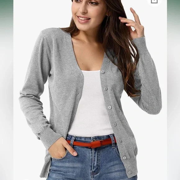 GRACE KARIN Long Sleeve V-Neck Knit Cardigan