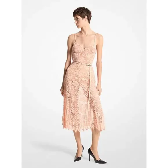 Michael Kors Women's Crushed Floral Lace Slip‎ Dress SIZE 6