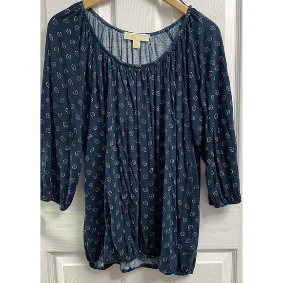 Michael Kors Womens Paisley Dark Green Shirt Tunic Top‎ Career Basic Sz.XL