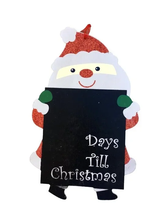 SANTA CLAUS COUNT DOWN CHALKBOARD CHRISTMAS ORNAMENT SIGN ART DECOR 12