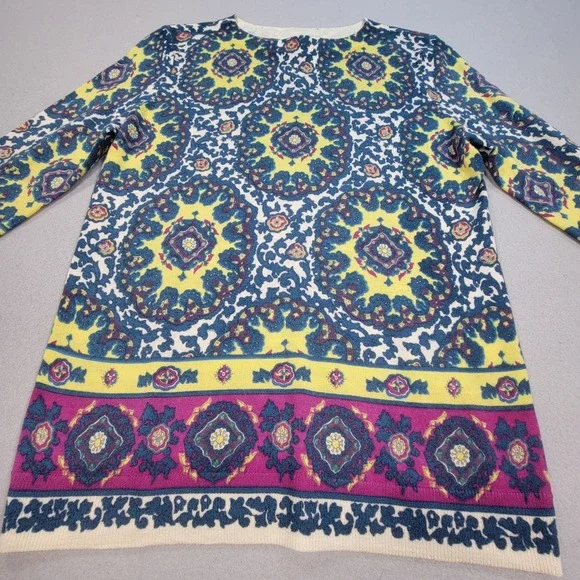 Talbots Merino Wool Sweater Medallion Print Knit Womens Petite Small Lightweight