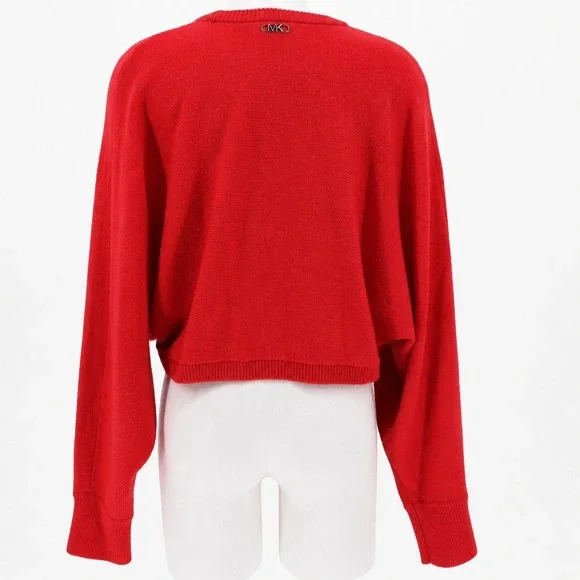 Michael Kors Merino Dolman Sweater Size M 100% Merino Wool Cropped Knit GUC