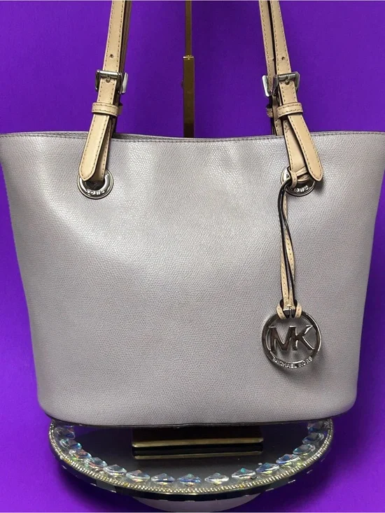 Michael Kors Light Lilac Leather Tote with Beige Straps