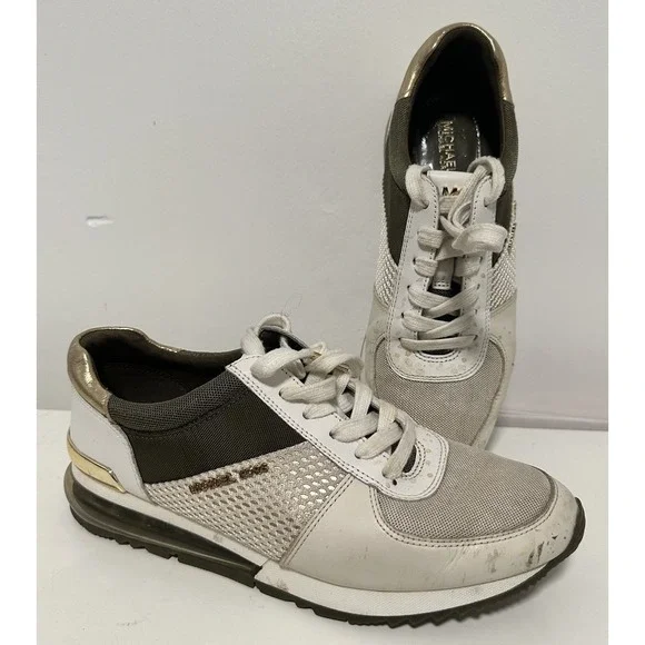 Michael Kors Shoes Womens‎ 8M Trainer Gold Brown Extreme SG18K Lace-Up Sneaker