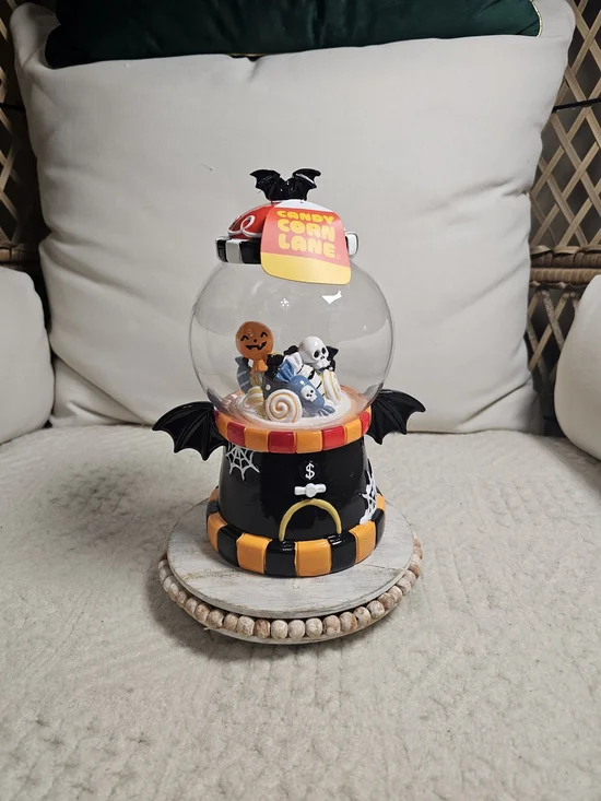 Halloween Candy Corn Lane Gumball Globe Decor - Black & Orange