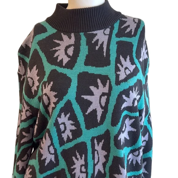 St John Sweater Knit Small Teal Green Lavender Vintage
