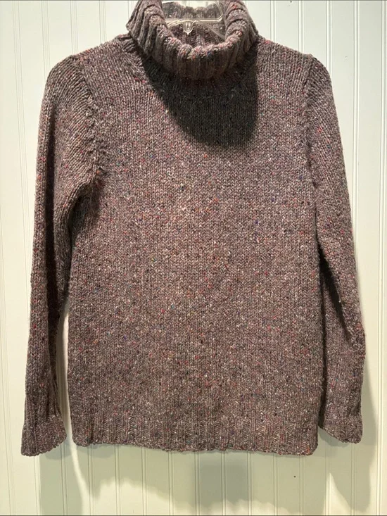 Fisherman Out of Ireland Women’s Wool Purple Chunky Knit Turtleneck Sweater Sz M