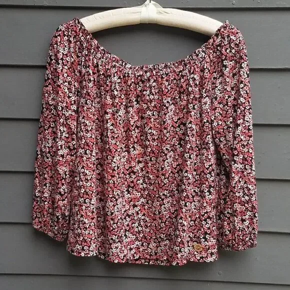 Michael Kors Floral Off the Shoulder Boho Peasant Top size Large