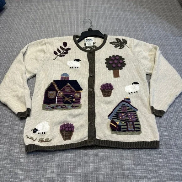 Vintage Northern Reflections Cottagecore Farmhouse‎ Sweater Medium Sheep