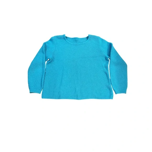 Boden Turquoise Chunky Knit Crew‎ Neck Long Sleeve Sweater Women