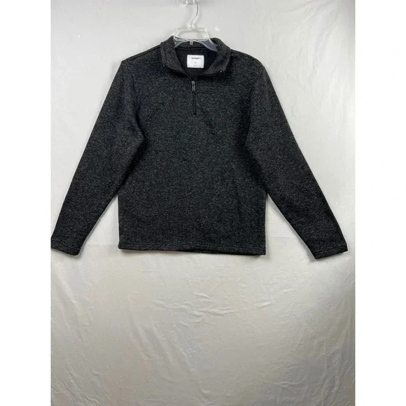 Old Navy Quarter Zip Pullover Women M Charcoal Gray Heathered Knit Sweater 18892