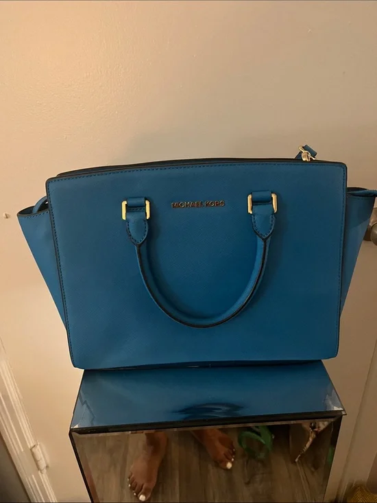 Michael Kors Teal Blue Saffiano Leather Tote