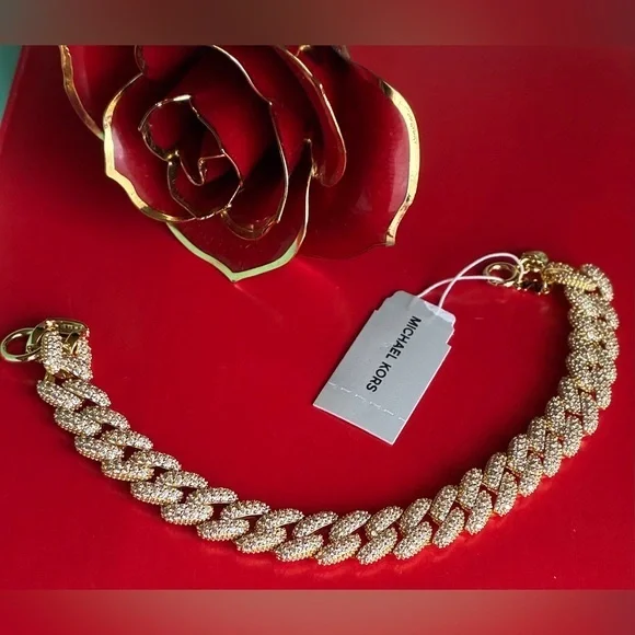 Michael Kors Gold Textured Bracelet, 925 Silver bracelet.