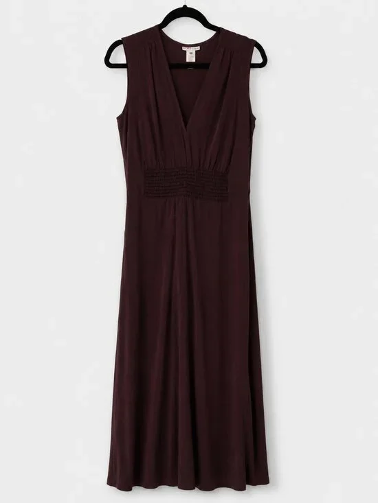 KORS Michael Kors 100% Silk Burgundy Maxi Dress Size 10 VGUC