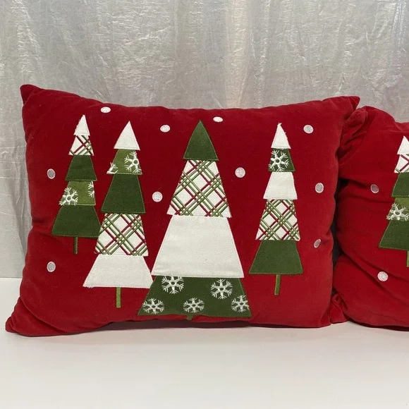 Christmas Tree Throw‎ Pillow Set Red Green Holiday Home Decor Festive 16