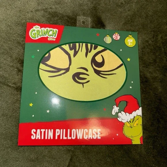 New Grinch Green Satin Feel‎ Reversible Pillowcase Standard Size 20x30 Holiday