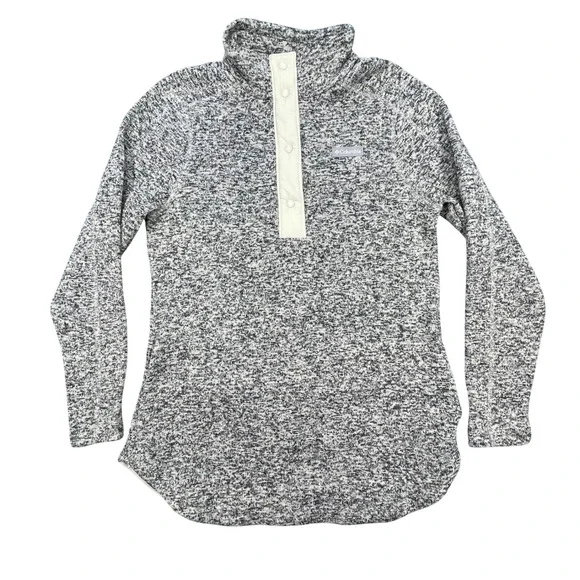 Columbia Grey Marled Snap Neck Fleece Pullover Women Medium AL7373