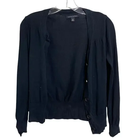 Banana Republic Women's Cardigan Sweater Button-Down Cropped Navy 100% Cotton XS