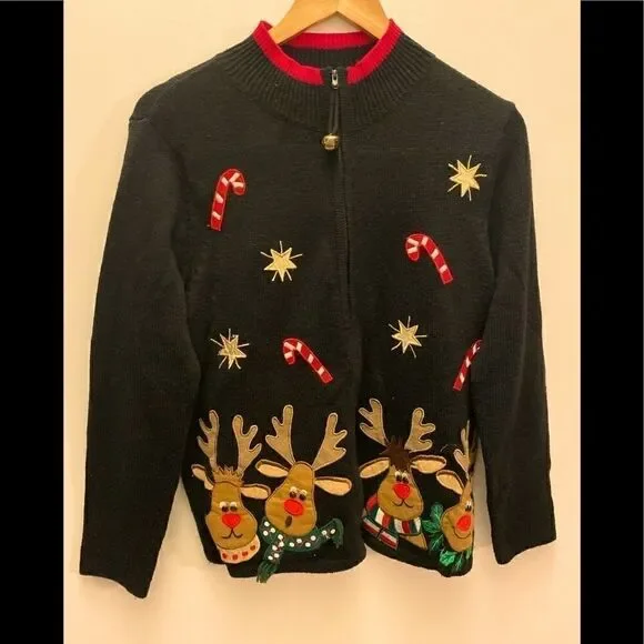 Tiara International spectacular zip up sweater