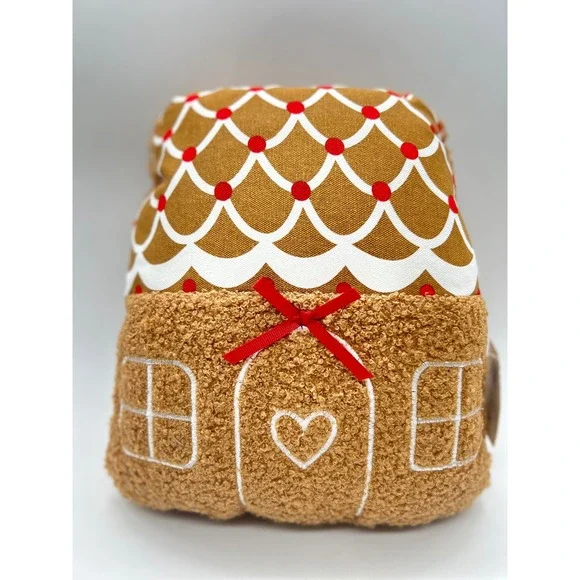 New Women Owned Gingerbread House Pillow Plush Holiday Christmas Decor 11.5