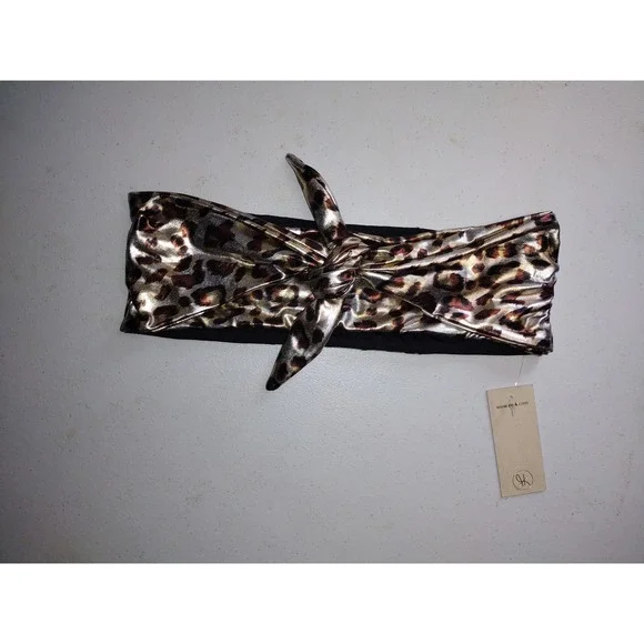 Ris-K‎ Swim Leopard Print Metallic Bandeau Bikini Top Size S