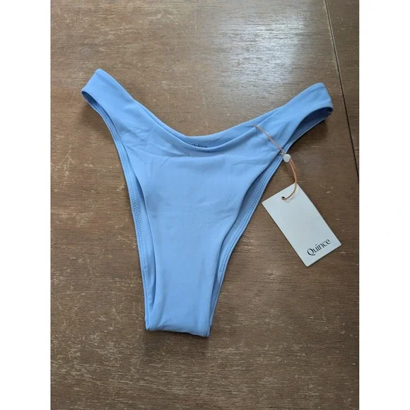 Quince Womens Light Blue High Cut Bikini Bottom Swimwear Size Medium New beach