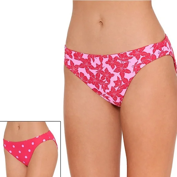 ❤️SO Reversible Swim‎ Bottoms Floral Polka Dot❤️