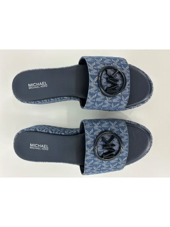 Michael Kors Blue Denim Platform Slide Sandals Women's size 7M