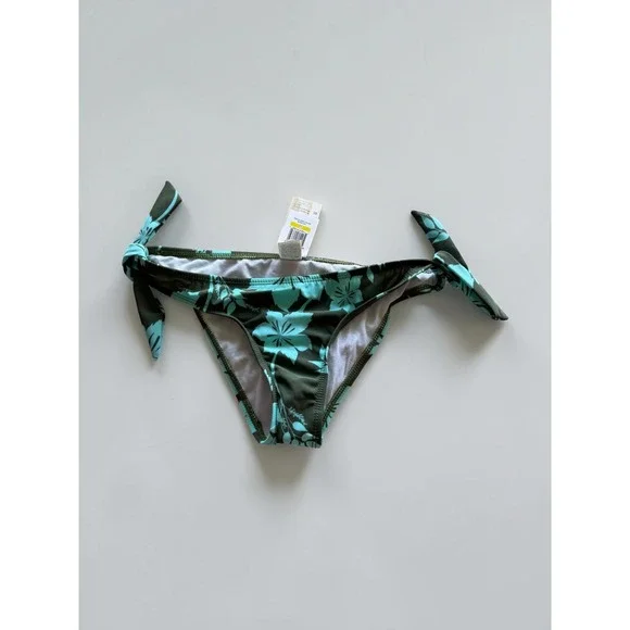 O'Neill Tiki Room Retro Pant Bikini Bottoms Olive Green Turquoise Floral NWT M