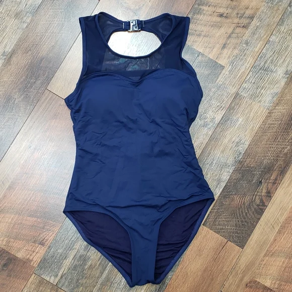 Niptuck Swim Dark Blue One-piece Swimsuit, Size 4