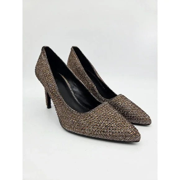 New Michael Kors Womens Shoes 7 M Dorothy Flex Pump Brown Bronze Glitter Mesh