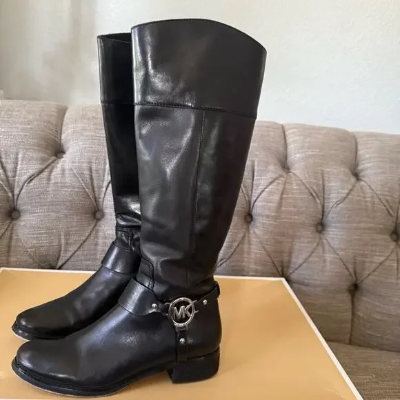 Michael Kors Tall Leather Side Zip Boots Women’s 7.5