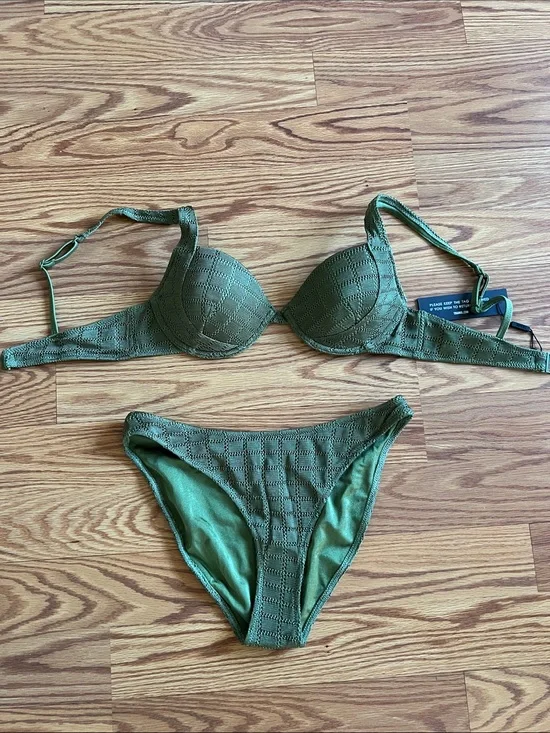 triangl swimwear Olive Textured Two-Piece Bikini