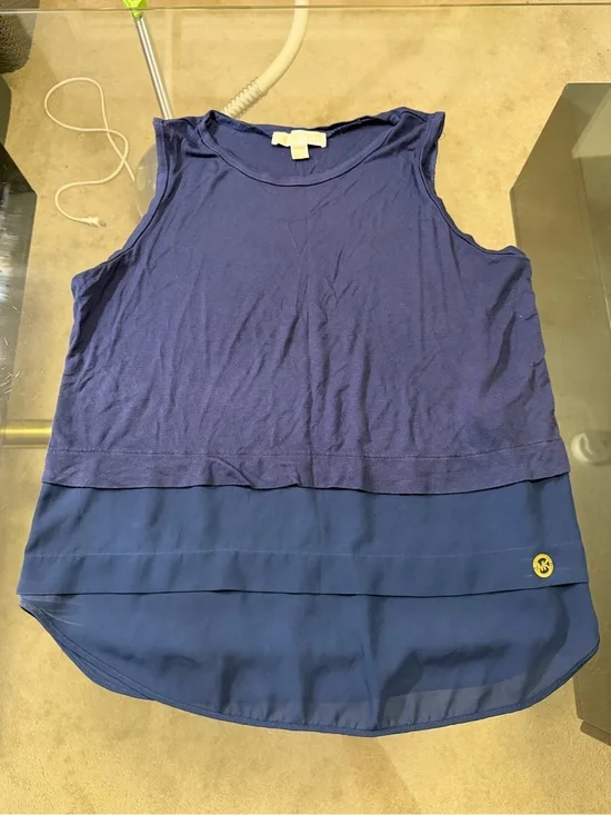 Michael Kors Two-Tone Navy Layered Sleeveless Tank