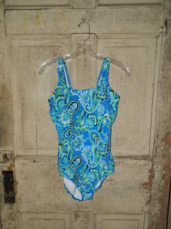 Lands' End One Pc Paisley Swimsuit Sz 8DD (V-1)