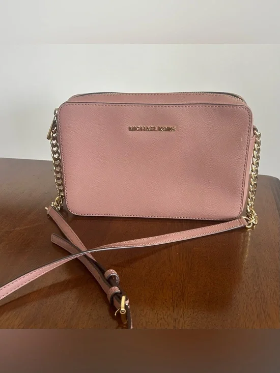 Michael Kors Dusty Rose Jet Set Saffiano Leather Crossbody Bag
